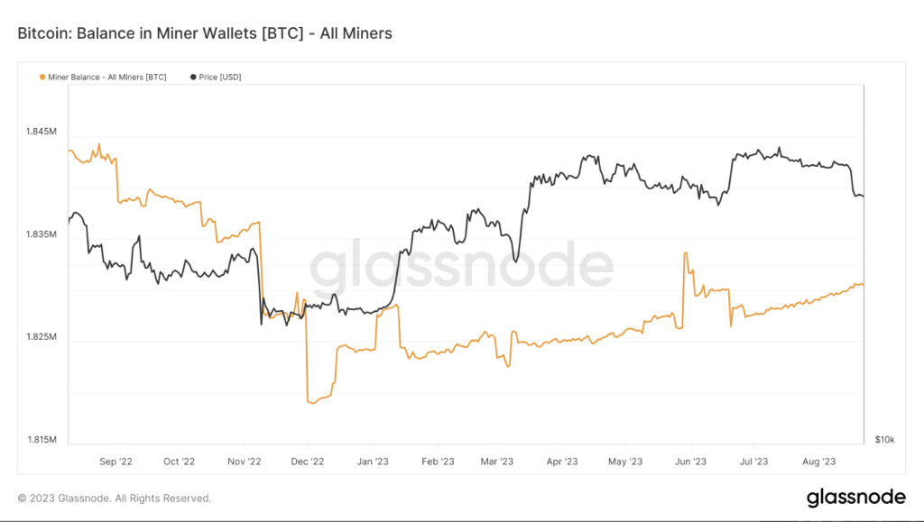 Bitcoin miner BTC balance chart. Source: Glassnode
